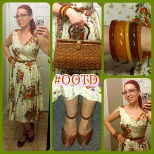 Vintage 1950’s Autumn floral taffeta dress